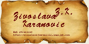 Živoslava Karanović vizit kartica